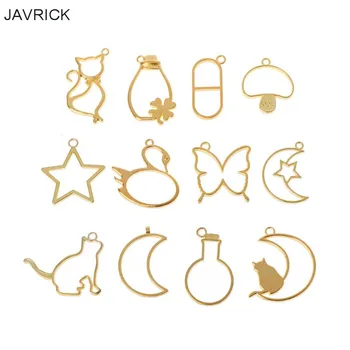 

12Pcs Animal Metal Frame Pendant Open Bezel Blank Setting UV Resin Jewelry Charm