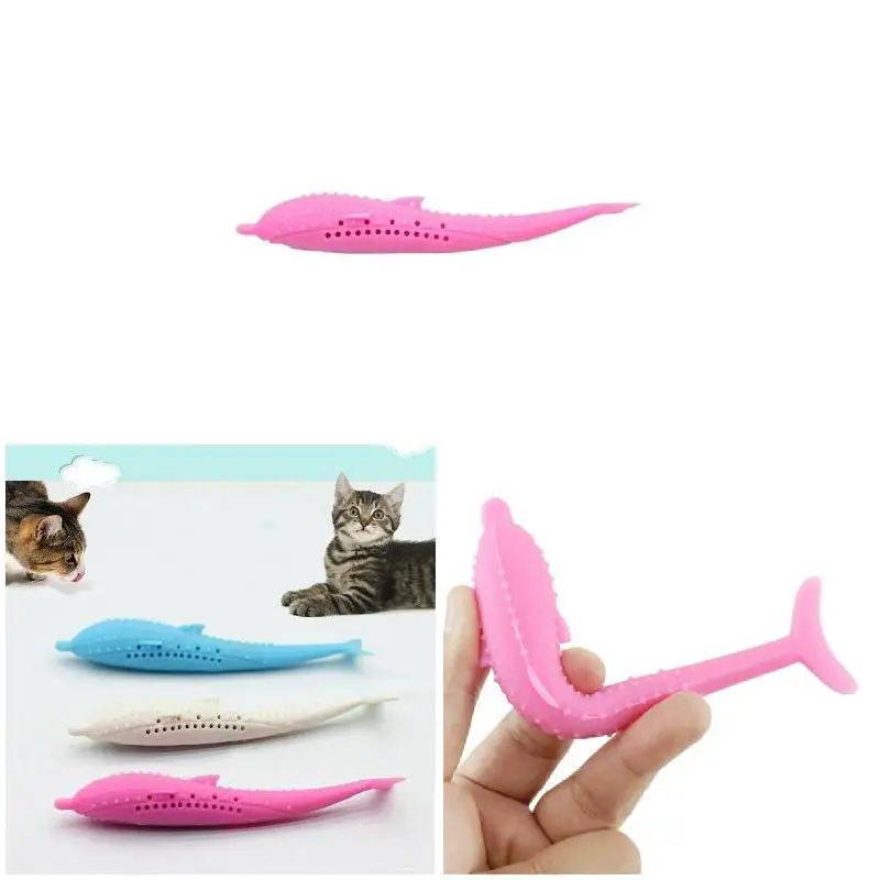 Привлекательный мягкий силиконовый форма рыбы кошка зубная щетка Прорезыватель игрушка с Catnip игрушки для домашних животных UEJ
