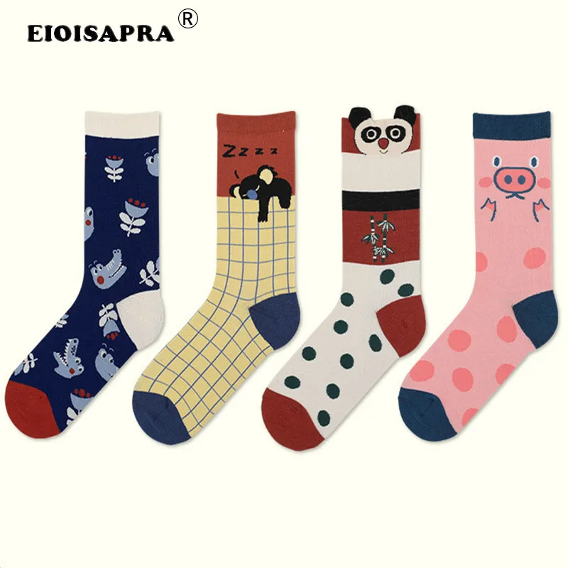 [EIOISAPRA]2020 Spring Summer New Product Creative Harajuku Happy Socks Lovely Cartoon Zoo Illustrations Funny | Женская одежда