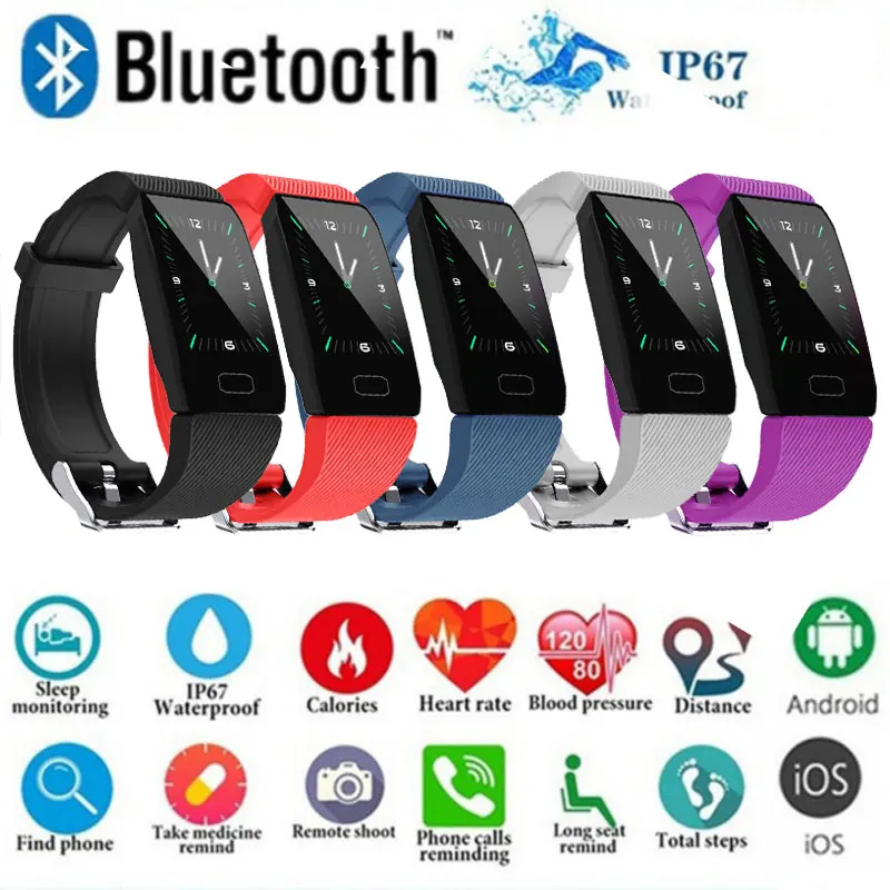 BT 5,0 умный Браслет IP67 Водонепроницаемый Шагомер кровяное давление монитор сердечного ритма напоминание о сидячем положении наручные часы 8