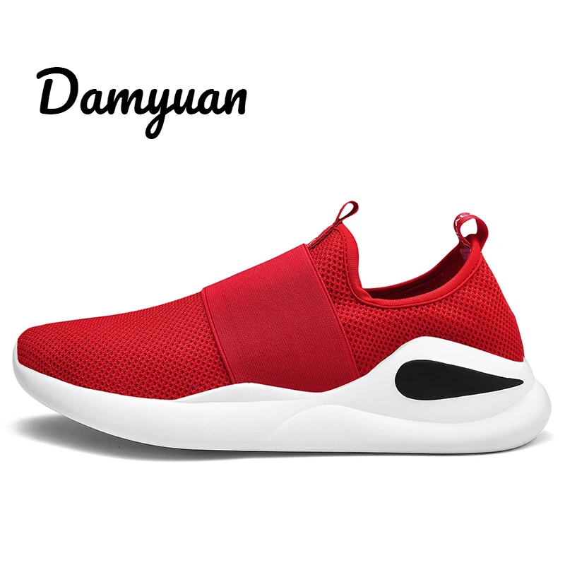 Damyuan/ г. Новая модная Осенняя мужская комфортная дышащая повседневная легкая обувь без шнуровки из некожи, размер 46, сетчатая обувь - Цвет: Красный
