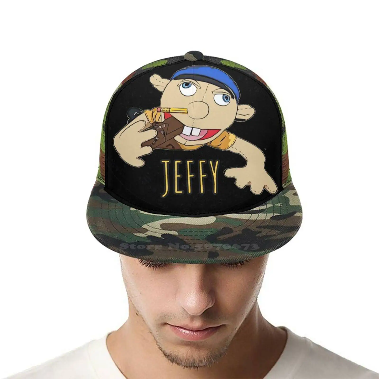 Jeffy The Puppet Fishing Trucker Sports Curved Mesh Hat Sml Jeffy Toy