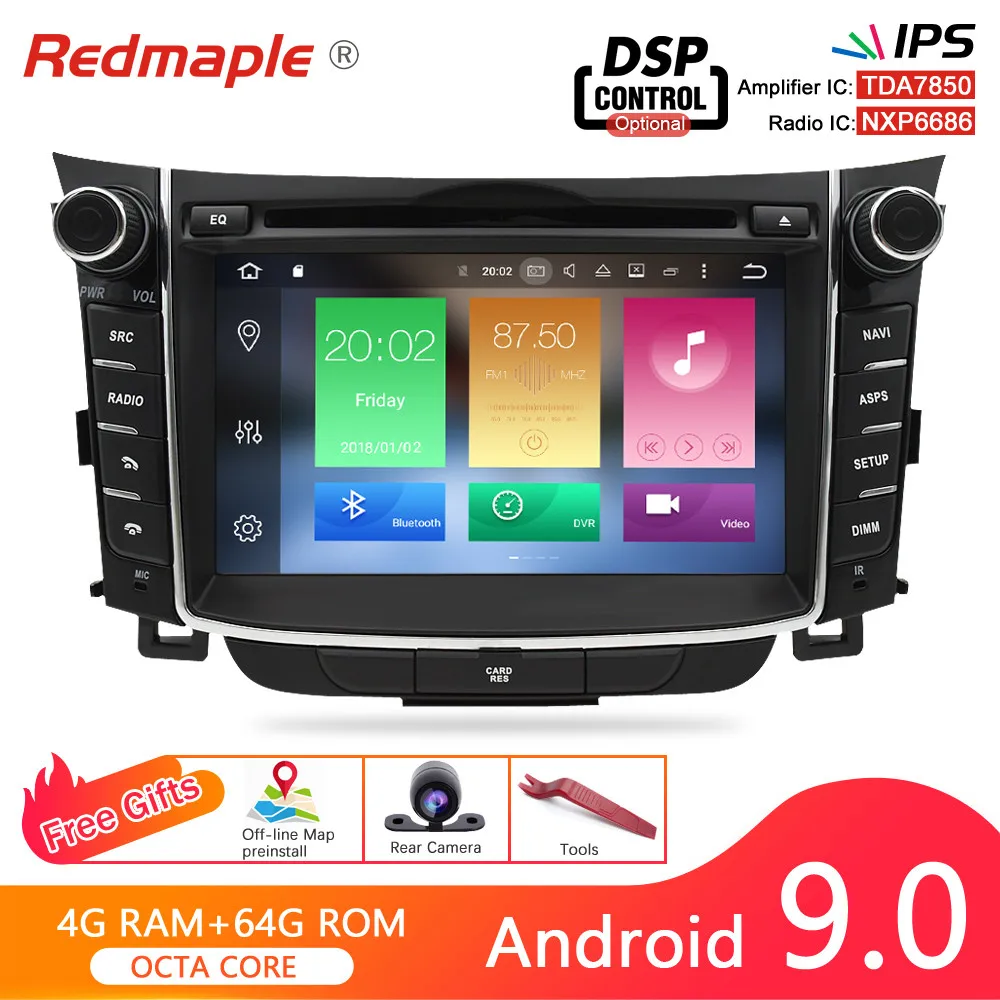 Ips Android 9,0 автомобильный DVD стерео радио gps мультимедийный плеер для hyundai i30 Elantra GT 2012 2013 Авто навигация