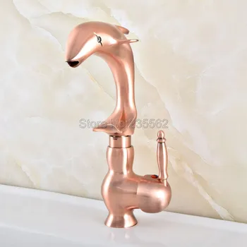 

Antique Red Copper Bathroom Basin Faucet Dolphin Shape 360 Swivel Faucet Single Handle Vanity Sink Mixer Taps Lsf849