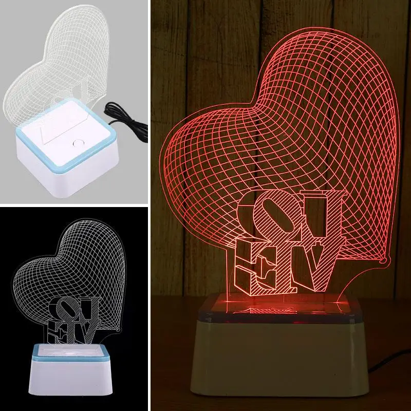 

Desk Light Table Lamp Night Light Modern Bright Cute Adorable 3D Heart USB Charging Indoor Lighting Christmas Xmas