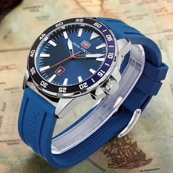 

MINI FOCUS Men's Analog Quartz Watch with Date, Luminous Hands, Waterproof Silicone Rubber Strap Wristswatch for Man
