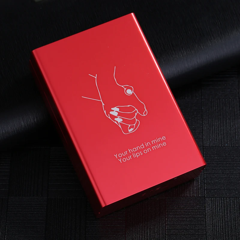 Your Hand In Mine Коробка для сигарет, металлический алюминиевый сплав, Автоматический раздвижной чехол для сигарет, контейнер, портативный, красный, для курения, подарок для девушки, бойфренда - Цвет: Your Hand In Mine