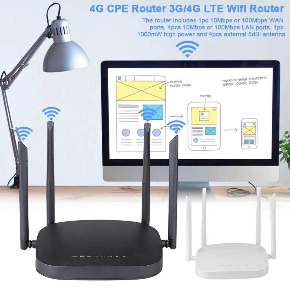 

4G CPE Router 3G 4G LTE WIFI Router 300Mbps Wireless Router With 4PCS External Antennas For Multiple Operation Modes Support