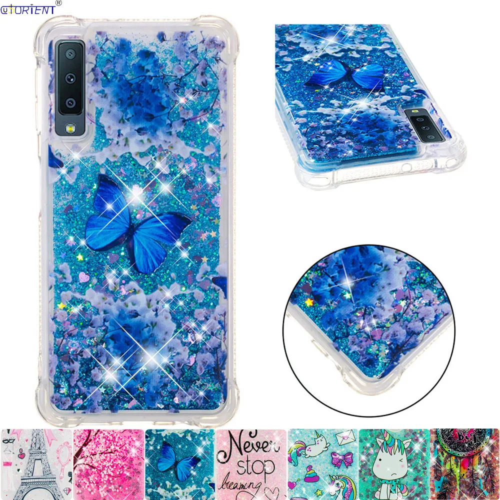 

Cute Shiny Cover for Samsung Galaxy A7 2018 Glitter Dynamic Liquid Bumper Case SM-A750FN/DS SM-A750F/DS SM A750FN/DS A750F/DS