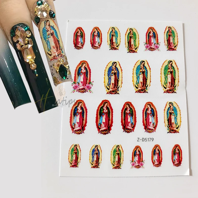 Nail Art Stickers Adhesive Virgencita Decal Angel Cupid Transfer Decals Slider 3D DIY Tips Nail
