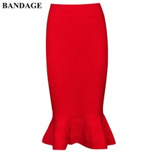 Бандажная НОВАЯ шикарная Женская бандажная юбка русалки черная красная Офисная Женская юбка карандаш Высокая талия тонкая облегающая одежда для вечеринок