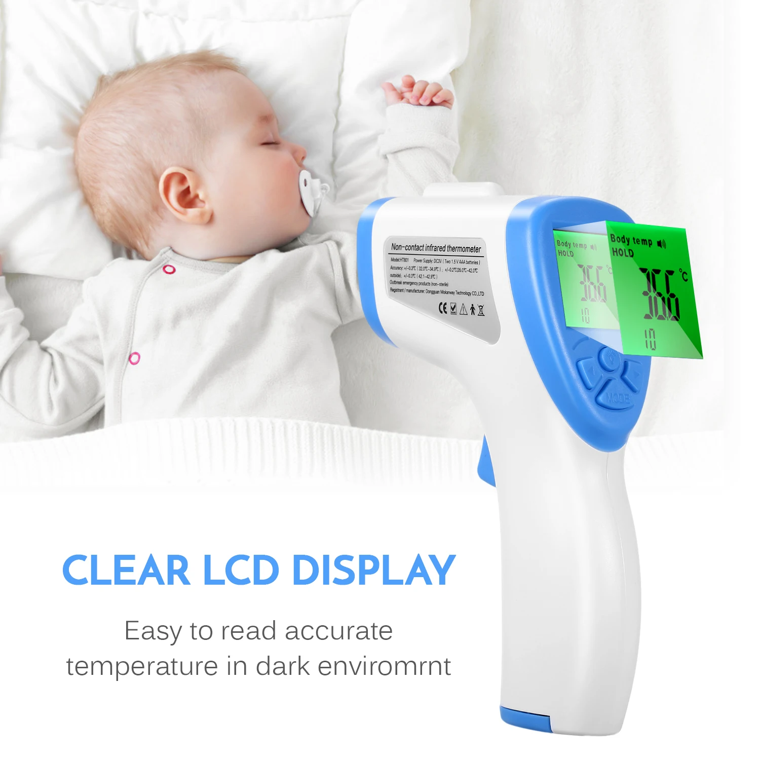 

Digital Infrared Thermometer Non-Contact Forehead Thermometer Gun for Adult Kids Body Milk Water Food Temperature Measurement