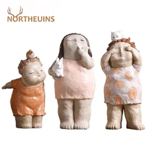 

NORTHEUINS Resin Modern Girl Figurines Home Living Room Decoration Accessories Statue for Interior Desk Christmas Decorations