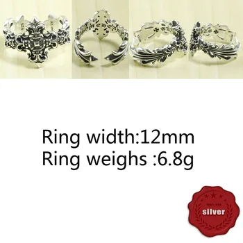

A11 S925 sterling silvery ring personalized fashion retro punk hip-hop style flame cross shape gift for friends 2020 new hot