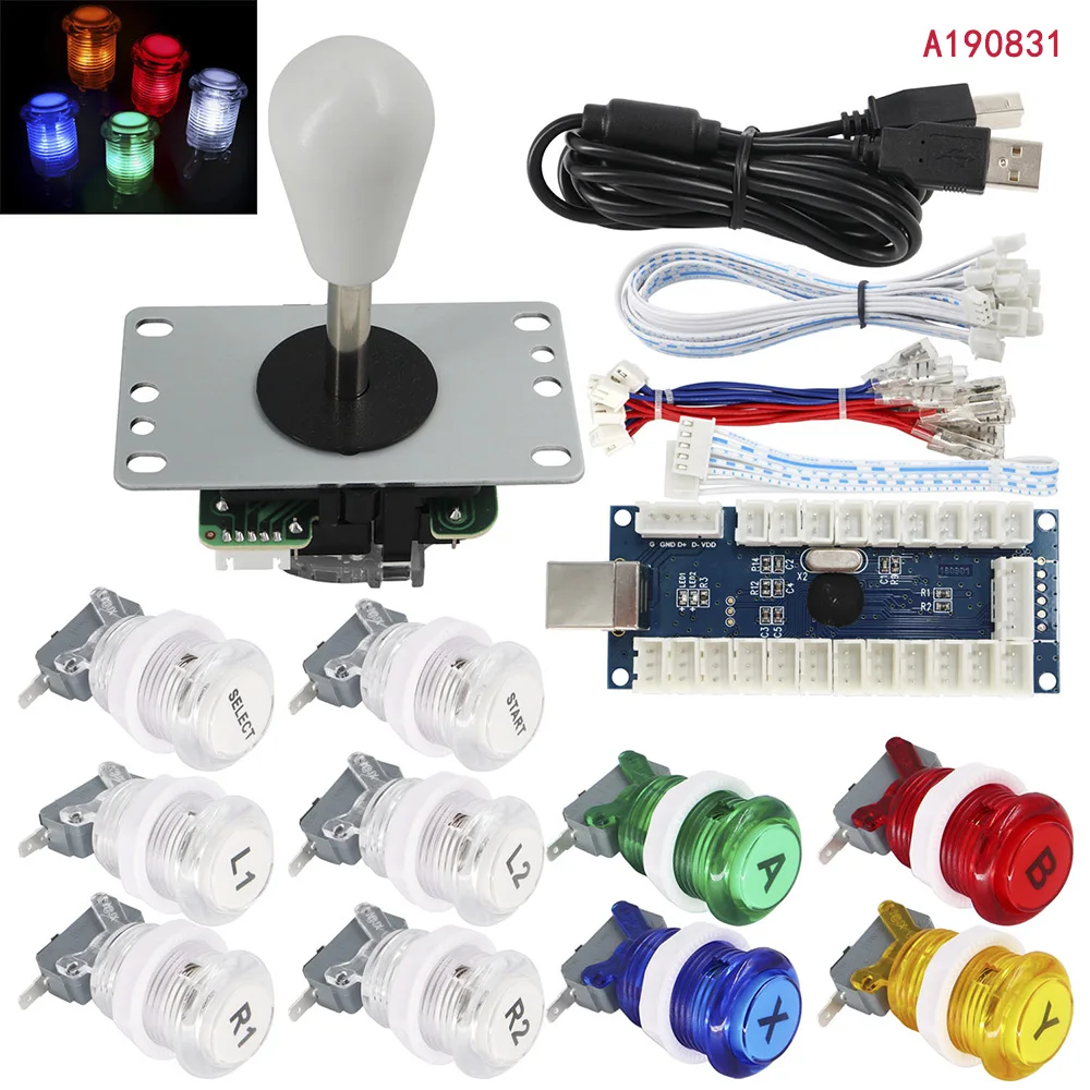 

SJ@JX Single Player Arcade Game DIY Kit LED Button Controller Rocker Ball Head Arcade Joystick Mechanical Keyboard Switch