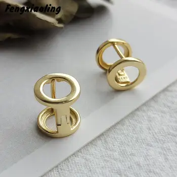 

Fengxiaoling 100% Genuine 925 Sterling Silver Personality Cylinder Golden Earrings For Women Earings Fashion Jewelry
