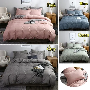 

4 Colors Minimalism Bed Duvet Cover & Pillowcase Set Solid Soft Home Daily Comforter Cover Set Baby/US/AU/UK 12 Size