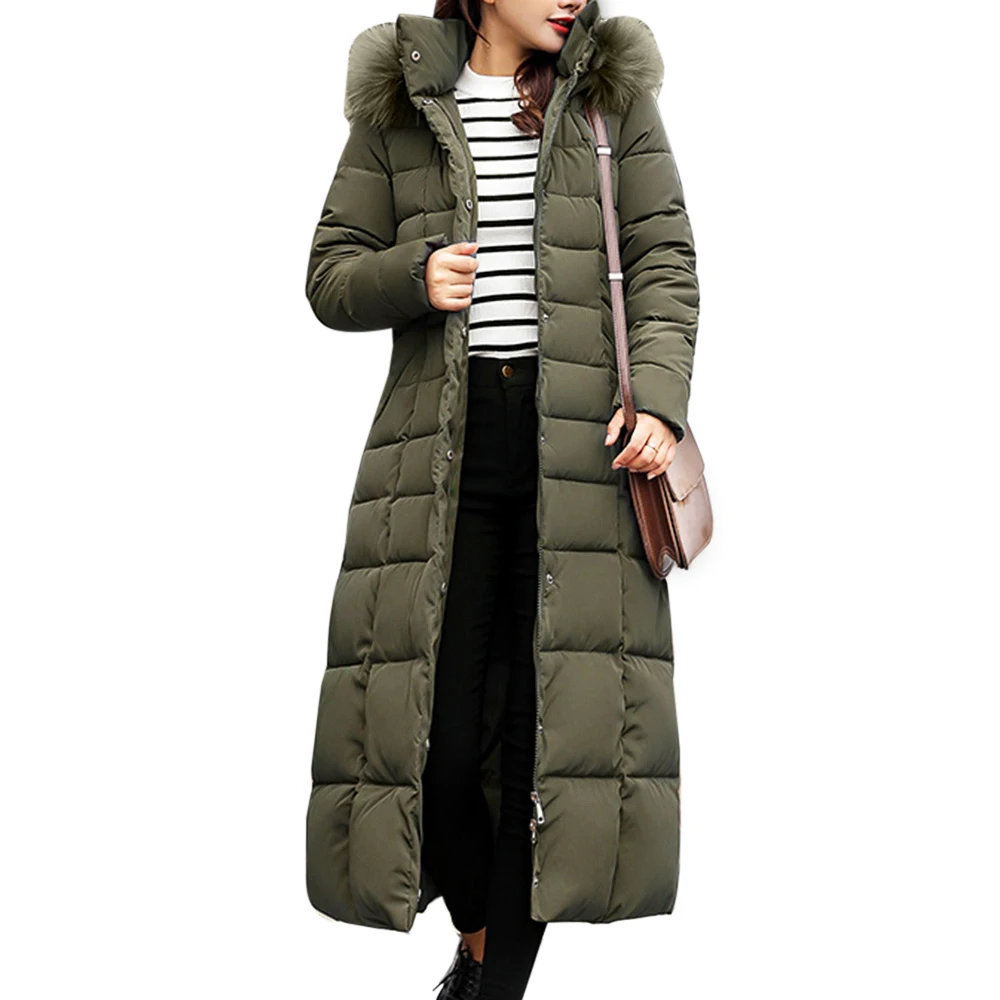 WENYUJH, осенне-зимнее женское пальто размера плюс, модное хлопковое длинное пальто с капюшоном, Новые Длинные парки, теплые куртки, Женское зимнее пальто - Цвет: ArmyGreen