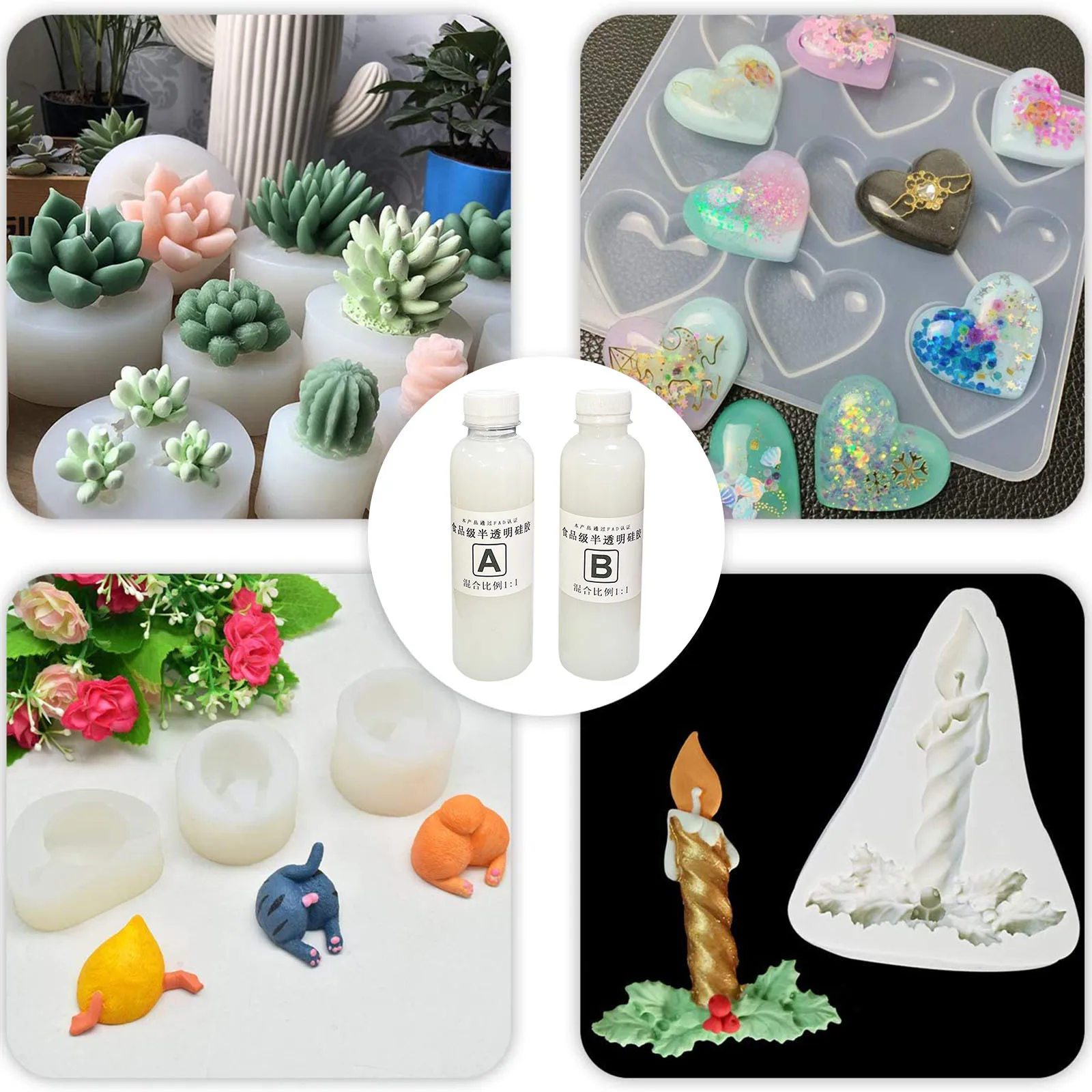 Silicone Mold Making Kit -Liquid Translucent Rubber for DIY Epoxy Resin Mold-1:1 Mixing Ratio Casting Jewelry Craft | Дом и сад