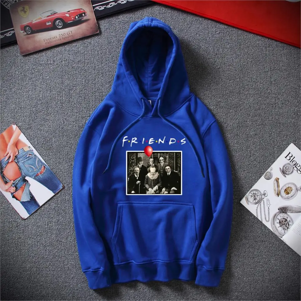 blue Зимняя уличная одежда для друзей ужасов Pennywise Майкл Майерс Джейсон Вурхиз Хэллоуин Мужская Толстовка Топ Модная хлопковая Толстовка для мужчин - Цвет: blue