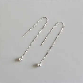 

Chuyau 925 Sterling Silver Wire Earrings Minimalist Geometric Ball Chain Stud Earrings For Women Fashion Silver Jewelry Gifts