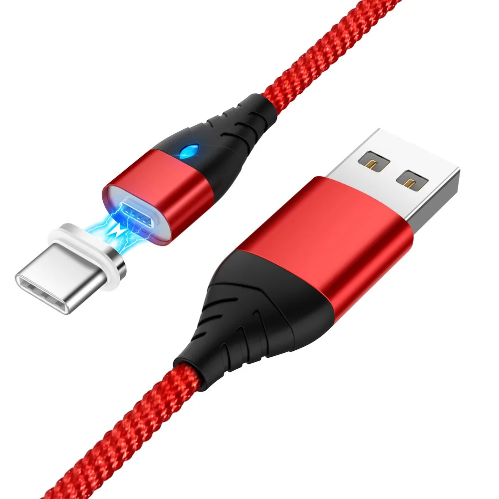 Магнитный usb-кабель 3A для быстрой зарядки Micro USB type-C кабель для samsung Xiaomi Универсальный usb-шнур для передачи данных Магнитная линия для samsung - Цвет: Красный