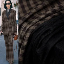 Красные Малиновые кофейные клетчатые темно-синие Саржевые двухсторонние шерстяные материалы для одежды женские костюмы брюки швейная ткань