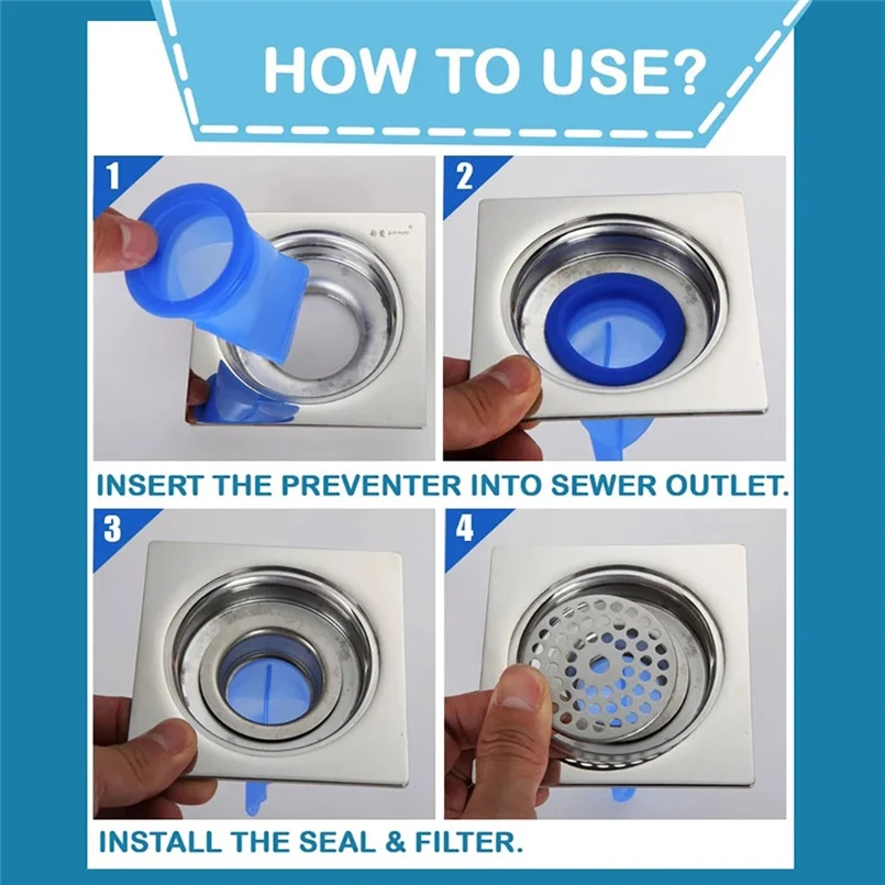 Deodorant silicone core drain pipe seal ring stainless steel floor drain V cup shape smooth drainage and water flow 20D26 (10) - 副本