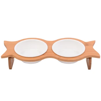 

Pet Stainless Steel tableware Pet Feeding and Drinking Bowls with Bamboo Frame Dog Feeders Pet Supplies Cat Dining Table