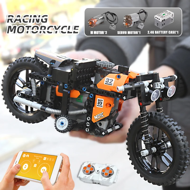 MOULD KING 23005 MOC-17249 APP RC Motorized Fast Racing Motorcycle Building Block