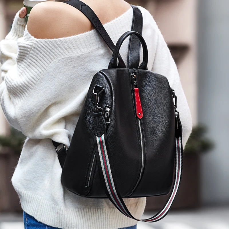 Luckily in Stock now !Genuine Leather Backpack Women's Bag 2021 New Fashion Large Capacity Shoulder Backpack School Bags #HS209