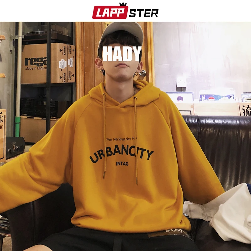 

LAPPSTER Streetwear Letter Hooded Hoodies Men 2019 Autumn Harajuku Sweatshirts Pullovers Korean Fashions Hip Hop Black Hoodies