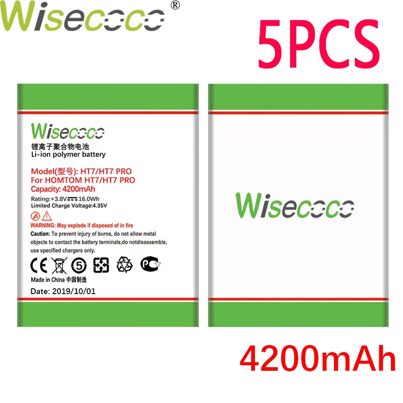 WISECOCO 5 шт. 4200 мАч батарея для HOMTOM HT7 HT 7 Pro Телефон новейшее производство высокое качество батарея+ номер отслеживания