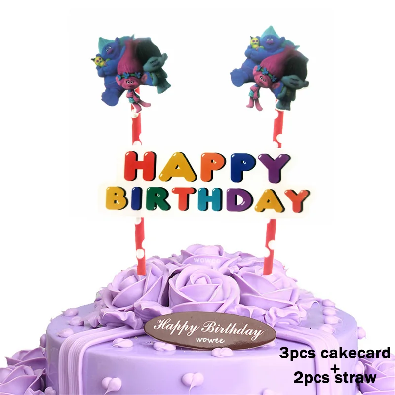 1Caketopper Flag С персонажами мультфильма "Тролли" принадлежности для тематической вечеринки разлив нефти вечерние рог с юбкой-годе для детей подарок на день рождения украшения принадлежности для тематической вечеринки 6 шт./компл - Цвет: 1Caketopper Flag