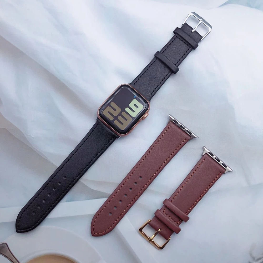 Отличная кожаная Петля для Apple Watch Band series 1 2 3 4 5 ремешок iWatch 42 мм 38 40 44 звеньевой