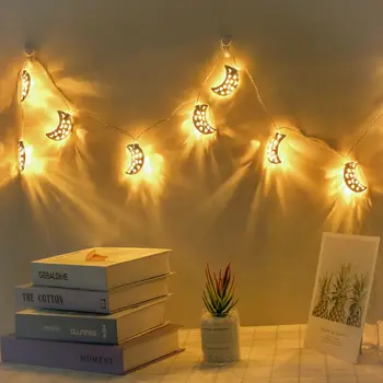 

10 LED Metal Hollow Out Moon Shape Decorative String Lights Night Lamp