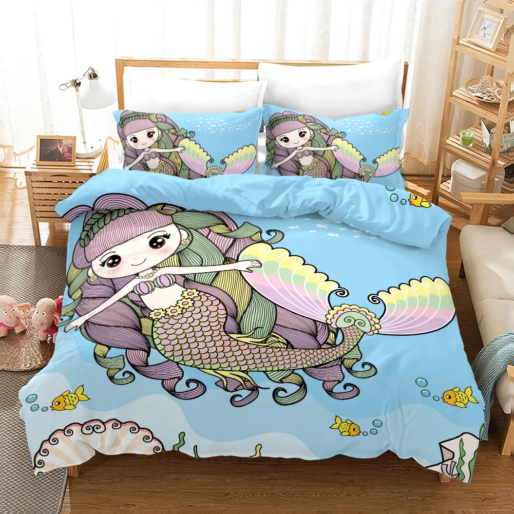 

Lanke 3D Girls Bedding Set Cute Mermaid bed set Full bed comforter sets 2019 bed set