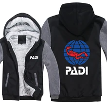 Толстовки с капюшоном для водителя с аквалангом Padi, мужская молния, флисовая утепленная толстовка Padi, пуловер