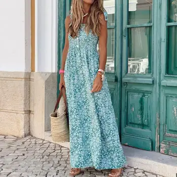 

Camisole High Waist Print Beach Dresses for Women Sexy Floral Print Boho Sleeveless Maxi Dress Beach Dress Party Dresses #20