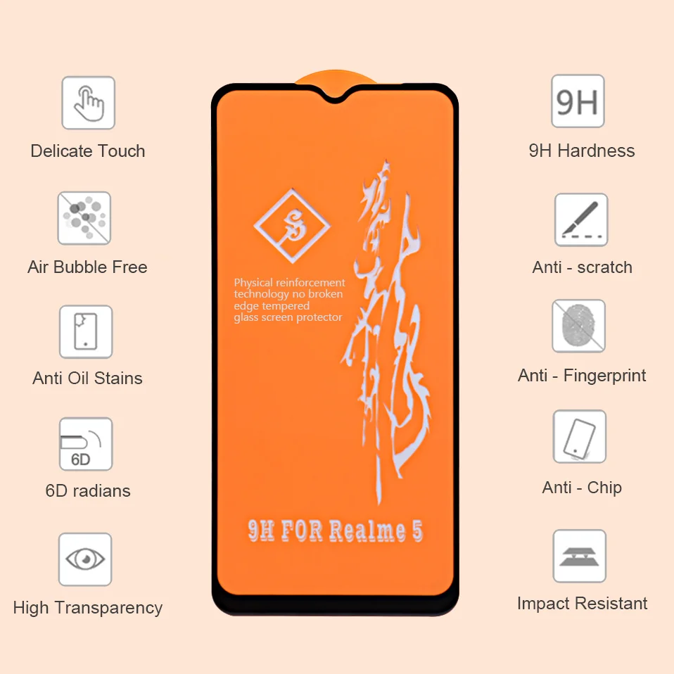 6D закаленное стекло для OPPO Realme 7 Pro X7 X50 6 5 XT X2 C3 F17 Reno 3 4 2 2Z Защита экрана A9 A5 2020 A73 A93