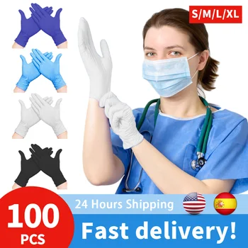 

100Pcs Disposable Latex Gloves XL Safety Nitrile Gloves Non-Slip Protection Laboratory Household Cleaning Rubber Latex Gloves