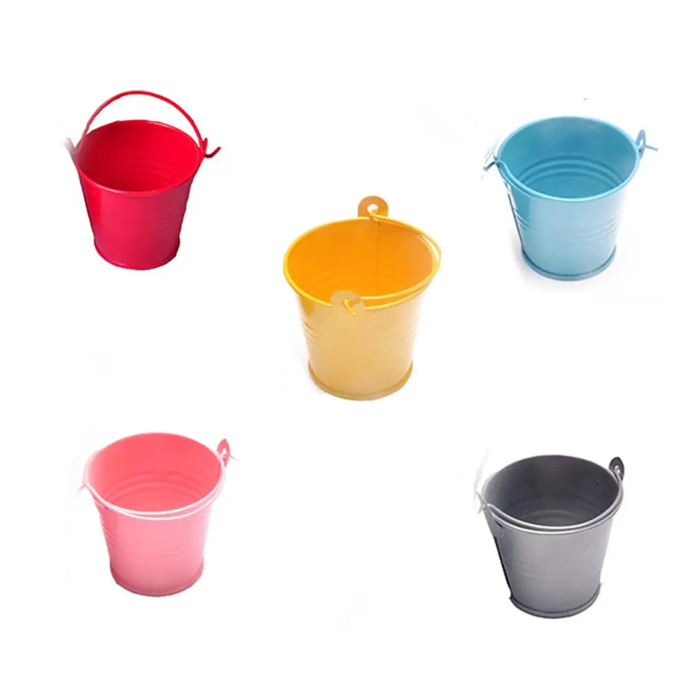 

1PC Small Metal Buckets Tinplate Mini Bucket Flower Pots Home Decoration Iron Planters Wedding Party Planters Flower Pot Decor