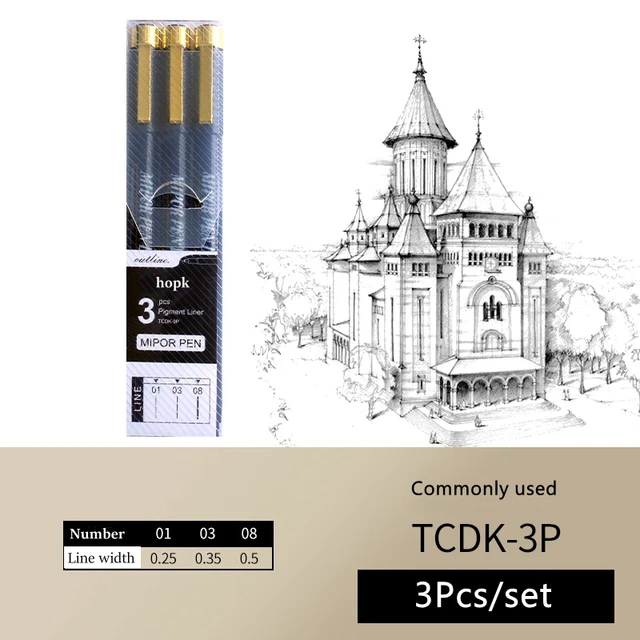 Pigment Liner Micron Ink Art Marker Pen Calligraphy Brush Pens Black Fineliner Sketching Manga Drawing Hand Lettering White Pen 3Pcs set A-1