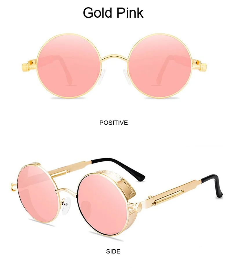 Óculos de sol steampunk vintage redondos design retrô_voghion.com