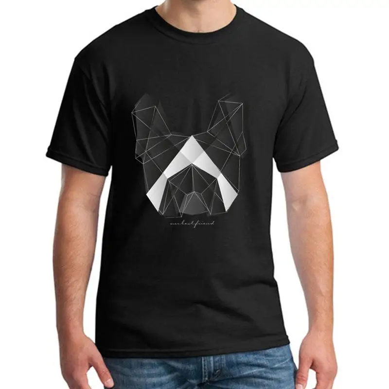 

Printed frenchie geometric black white tshirts gents plus sizes s-5xl cotton pattern