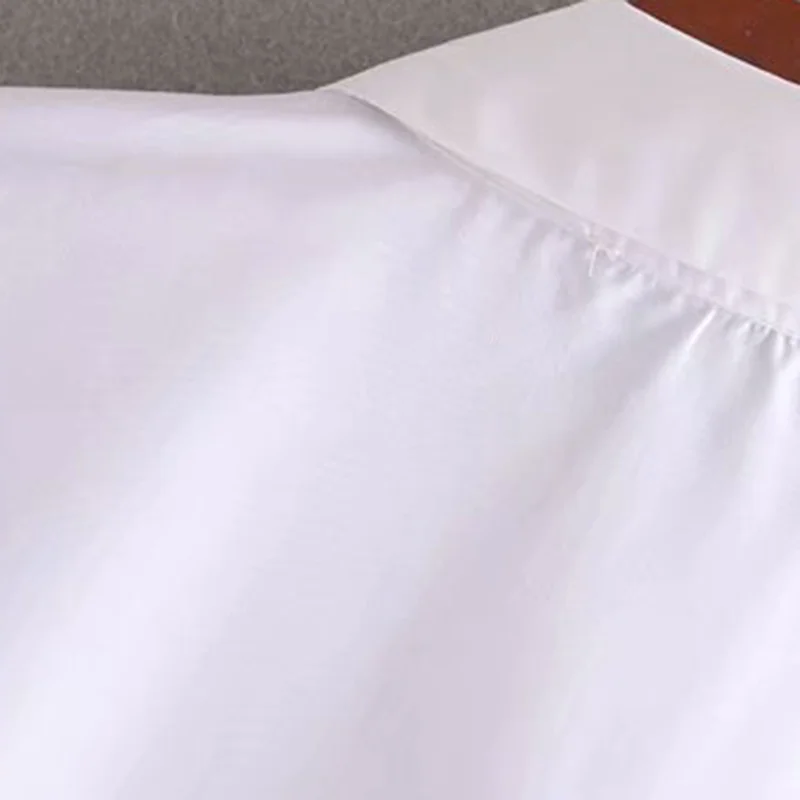 Винтажные стильные офисные женские белые топы, женские блузки Мода Воротник с отворотом прозрачные рукава фонаря элегантные рубашки Blusas