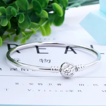 

2019 New Original 925 Sterling Silver Bead Charm Bracelet Lion Cartoon Bangle Basic Bracelet Fit Pan Moments Women DIY Jewelry