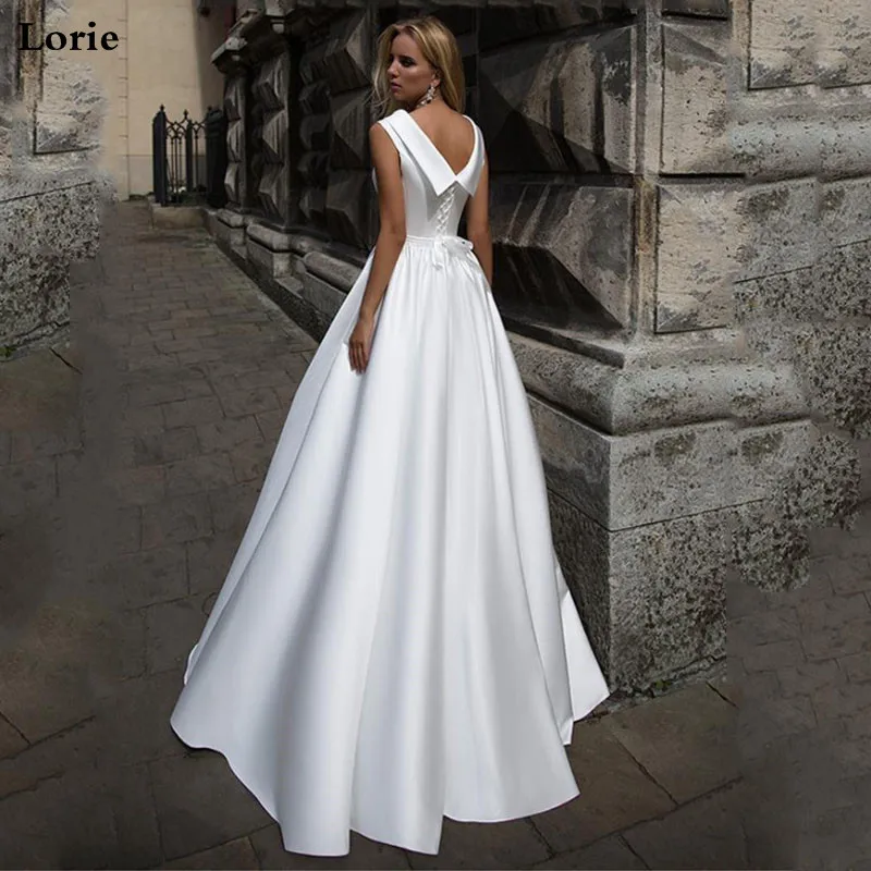 LORIE EEN Lijn Boho Trouwjurk Pop kraag Vintage Mouwloze Bridal Dress 2019 Back Lace Up Wedding Gown Floor Lengte LORIE EEN Lijn Boho Trouwjurk Pop kraag Vintage Mouwloze Bridal Dress 2019 Back Lace Up Wedding Gown Floor Lengte