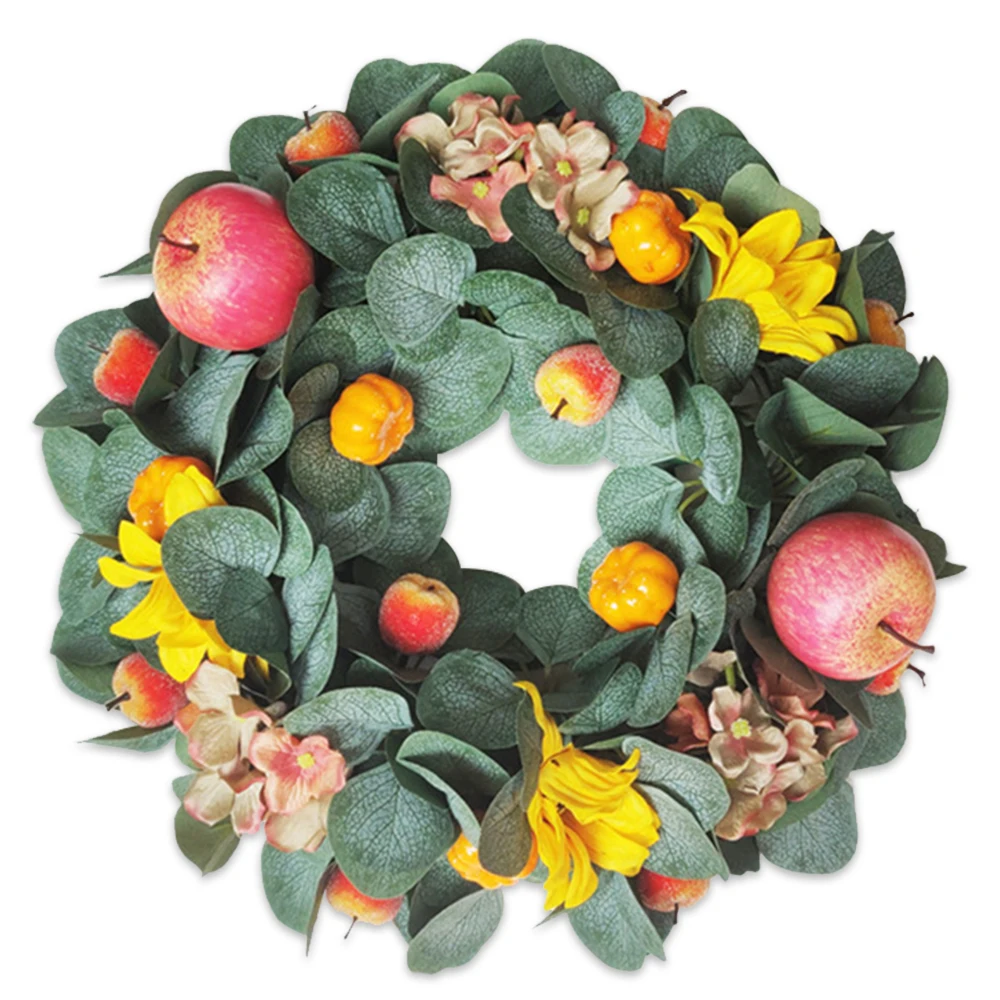 Christmas Wreath Artificial Wreath Garland Natural Artificial Plants Flower Wall Fence Fake Hanging Wreath for Christmas Decora