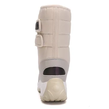 

Waterproof Winter Boots Shoes Women Mid-Calf Boots Down Shoes Snow Bottes Femme Fur Plush Insole Black Botas Mujer Invierno